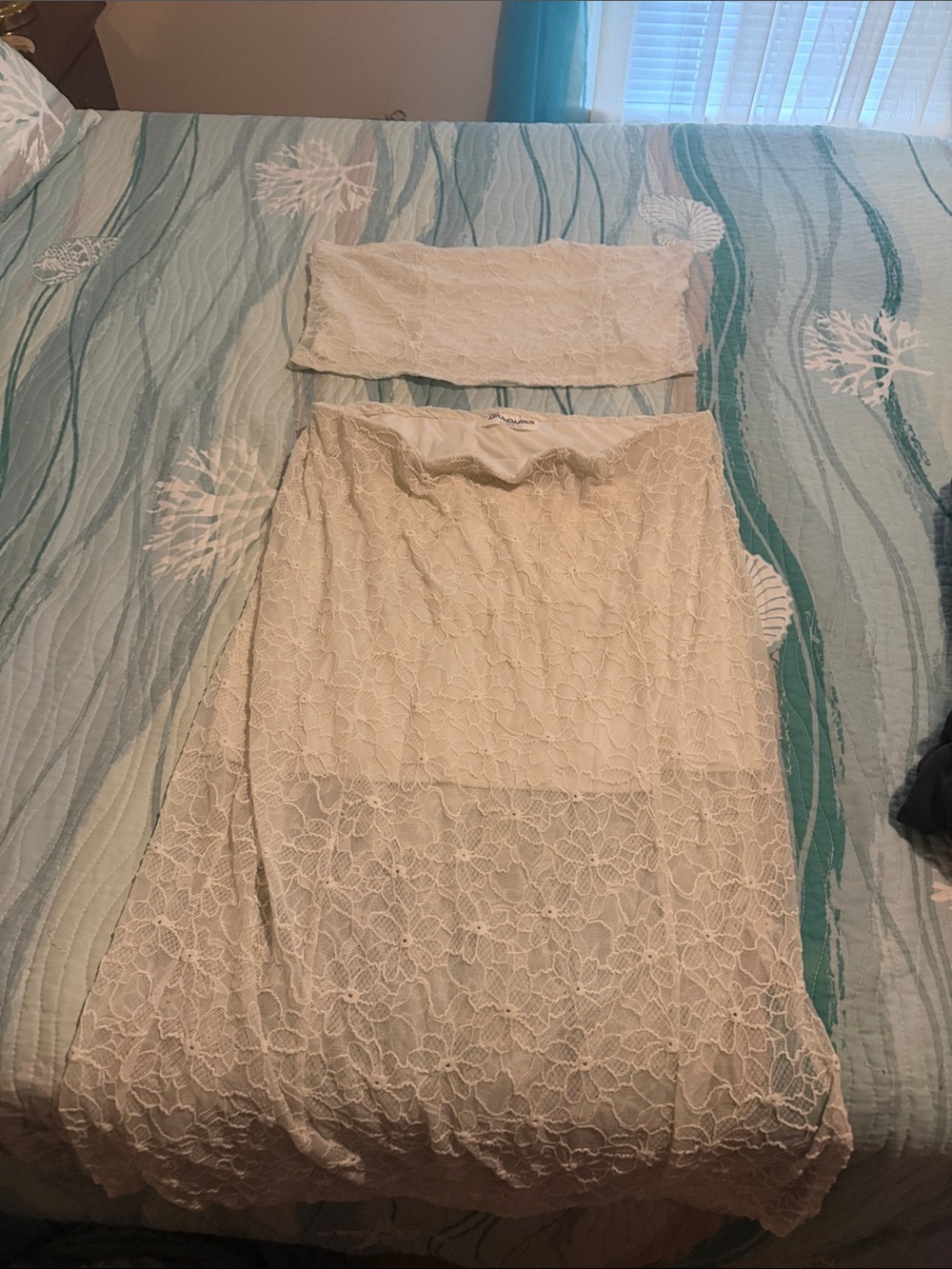 No Boundaries Cream Lace Maxi Skirt and Tube Top Set